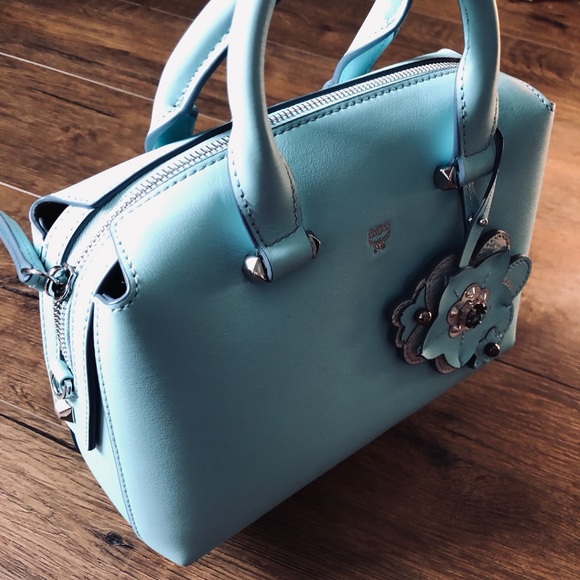 MCM-AUTHENTIC NWT Blue Satchel-Swarovski Crystals - Picture 6 of 16